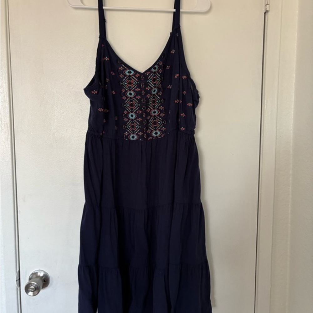 Torrid Navy Blue Midi strapless Dress with Embroidery Size 3